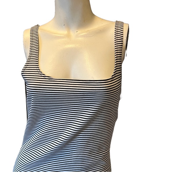 zara trafaluc bodycon dress black white horizontal stripe size large - Picture 3 of 7